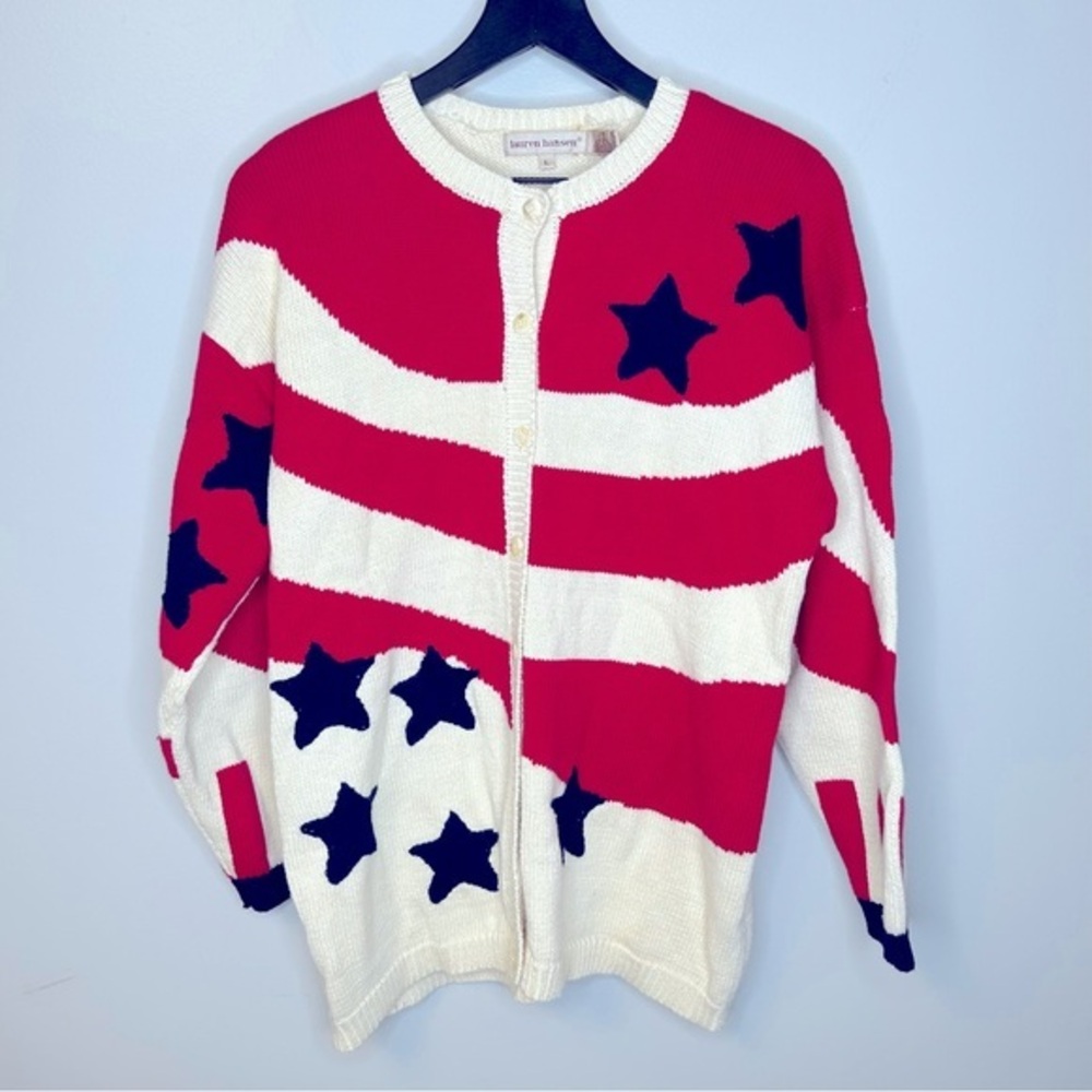 Vintage Lauren‎ Hansen American Flag Cardigan Size L